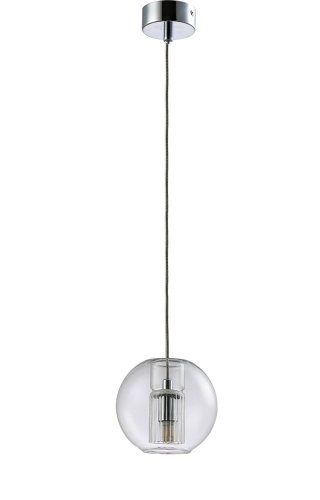 Светильник подвесной BELEZA SP1 B CHROME Crystal Lux прозрачный 1 лампа, основание хром в стиле лофт шар фото 2